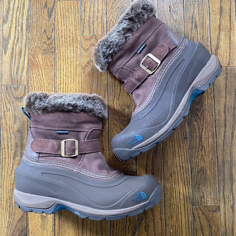 The North Face Brown Winter Boots with Fur Trim